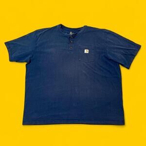 Carhartt Navy Blue Pocket Henley T-Shirt 3XL Original Fit